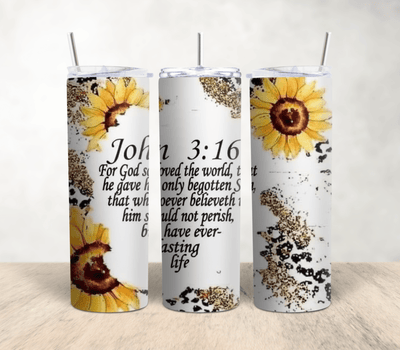 For God So Loved the World| Sunflower 20oz Stainless Steel Tumbler - Radiant Reflections