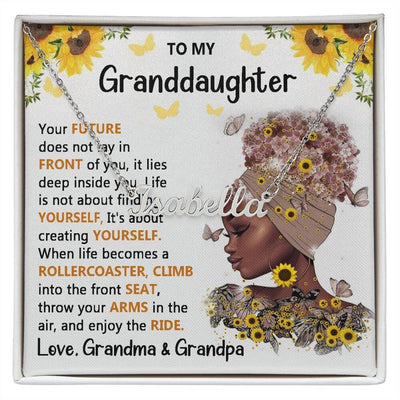 Granddaughter| When Life Becomes a roller Coaster| Custom Name Necklace Max 8 Letters - Radiant Reflections