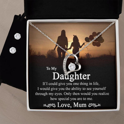 Daughter| If I could Give you One Thing | Forever Love Necklace and Cubic Zirconia Earring Set - Radiant Reflections