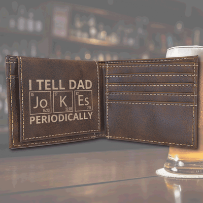 Premium Leather Bifold Wallet - Dad Jokes - Radiant Reflections